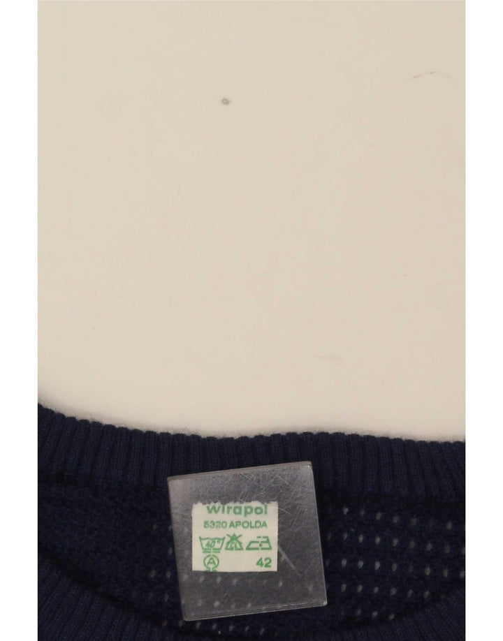 Vintage Damen-Pullover mit U-Boot-Ausschnitt, IT 42, mittleres Marineblau, Farbblock