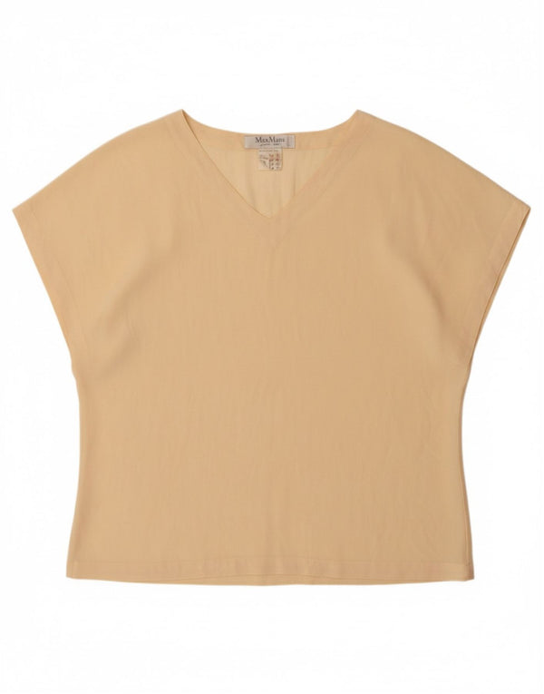 MAX MARA Damen T-Shirt Top UK 14 Large Beige Seide