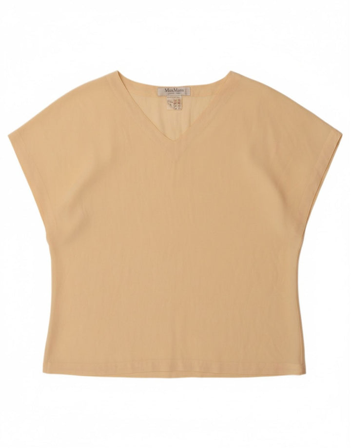 MAX MARA Damen T-Shirt Top UK 14 Large Beige Seide