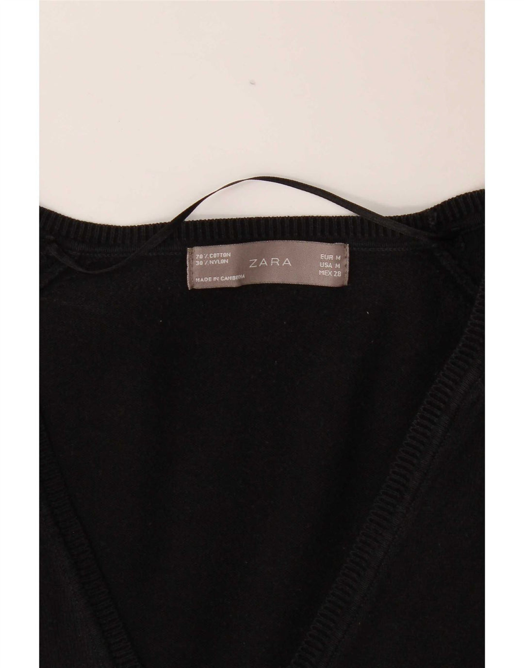 Zara Damen-Cardigan-Pullover UK 12 Mittelschwarze Baumwolle
