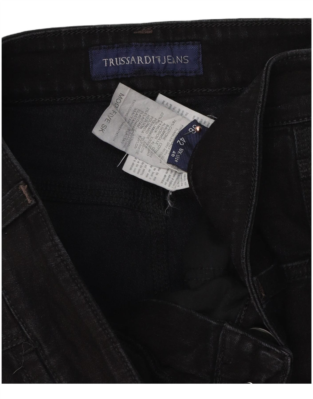 Trussardi Herren Straight Jeans W40 L30 Schwarze Baumwolle
