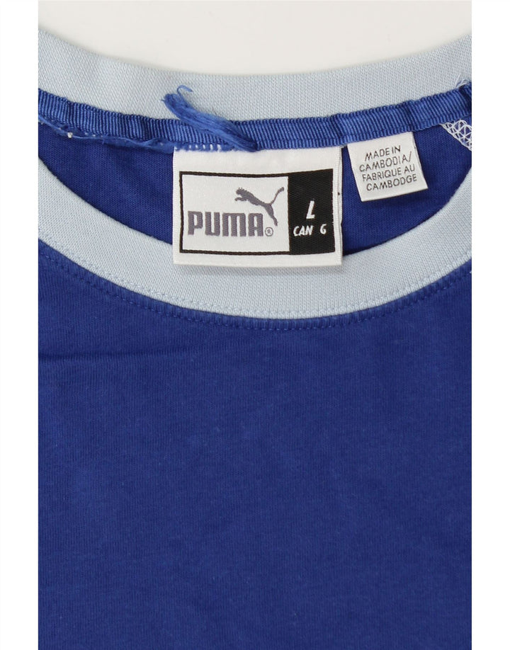Puma Herren-Top mit langen Ärmeln, groß, blau, Farbblock