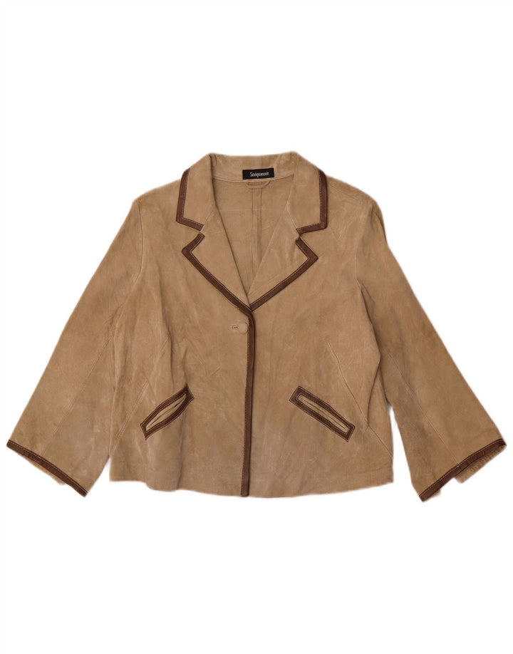 Sinequanone Damen Bolerojacke aus Wildleder mit 3/4-Ärmeln IT 42 Mittelbeige
