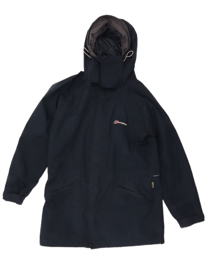 Berghaus Damen-Regenjacke mit Kapuze, übergroß, UK 10, Größe S, marineblaues Nylon