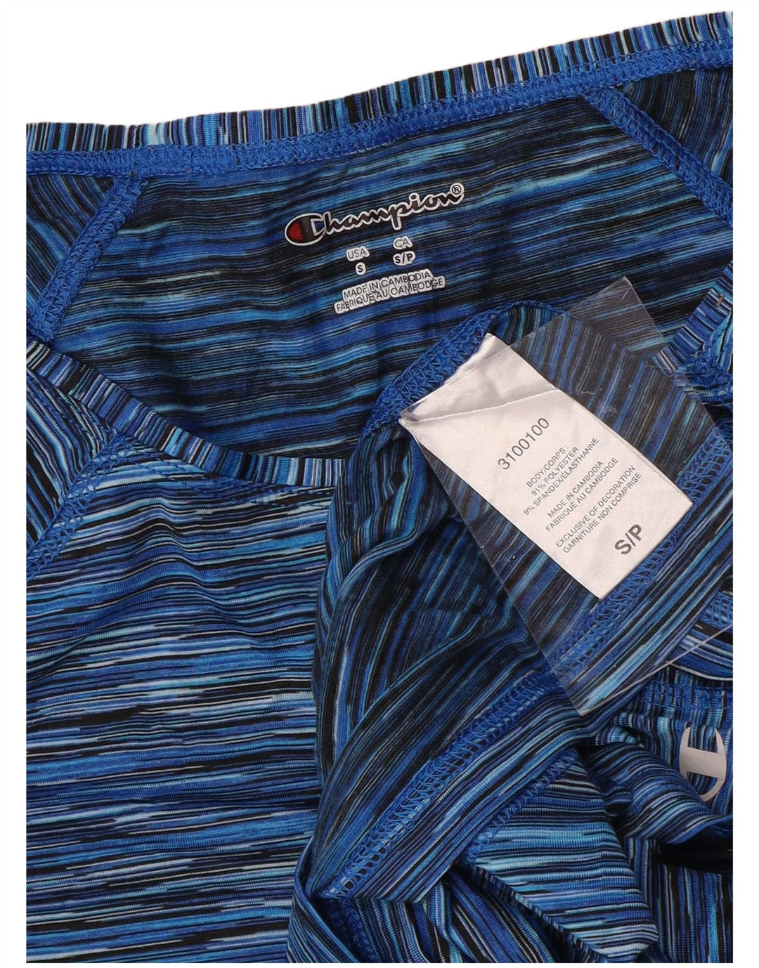 CHAMPION Damen Top Langarm UK 10 Small Blau Nadelstreifen Polyester