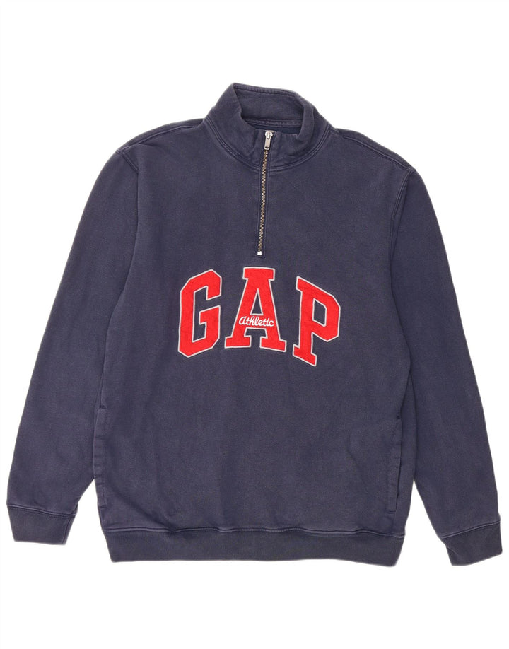 Gap Herren-Sweatshirt mit grafischem Reißverschluss, mittlerer marineblauer Baumwolle
