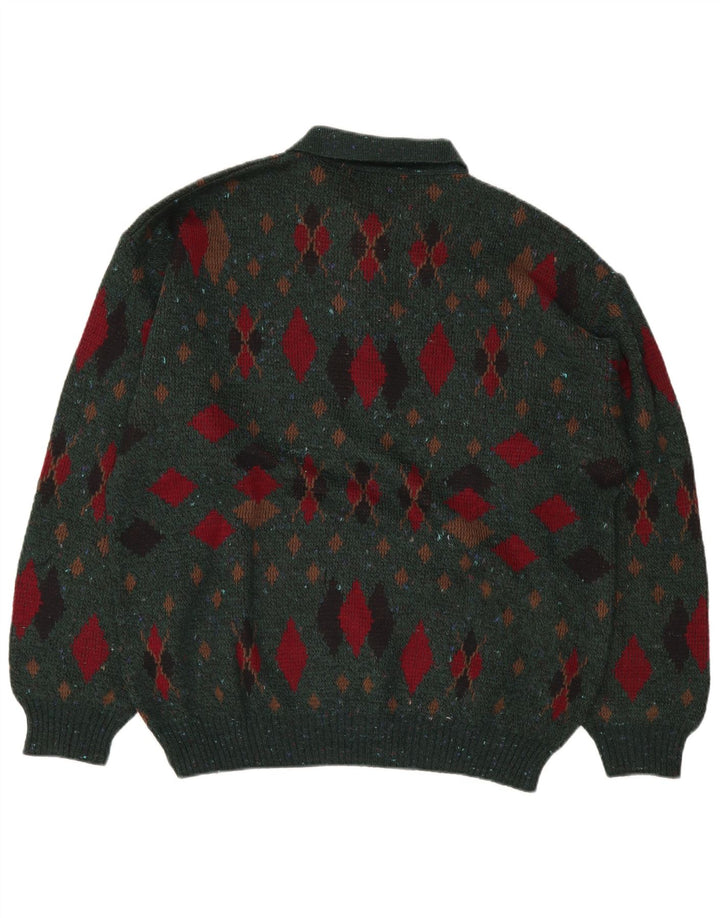 LINEA Herren-Pullover mit Rollkragen, IT 50, mittelgrün, Argyle/Diamant