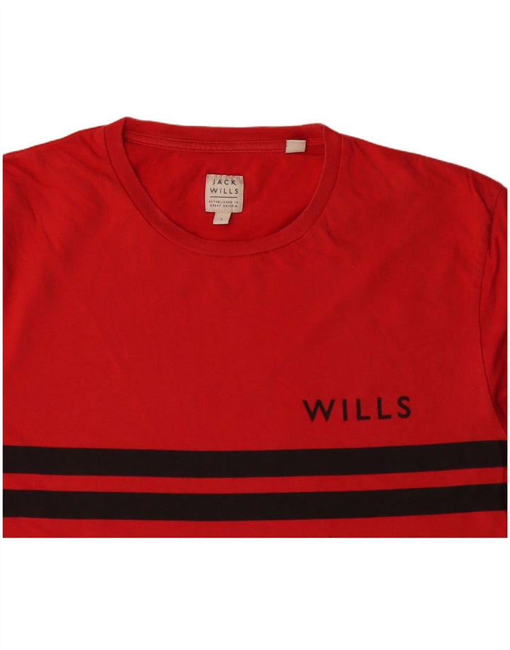 JACK WILLS Herren-T-Shirt aus Baumwolle, klein, rot gestreift