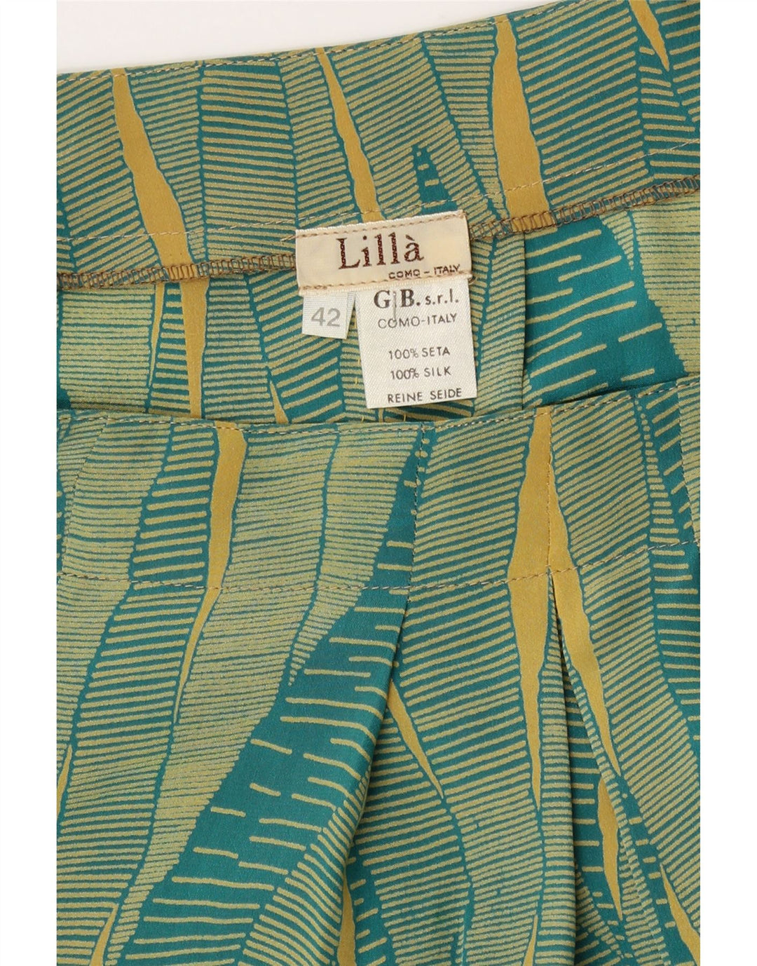 Lilla Damen Wickel-Faltenrock IT 42 Medium W29 Grüne geometrische Seide