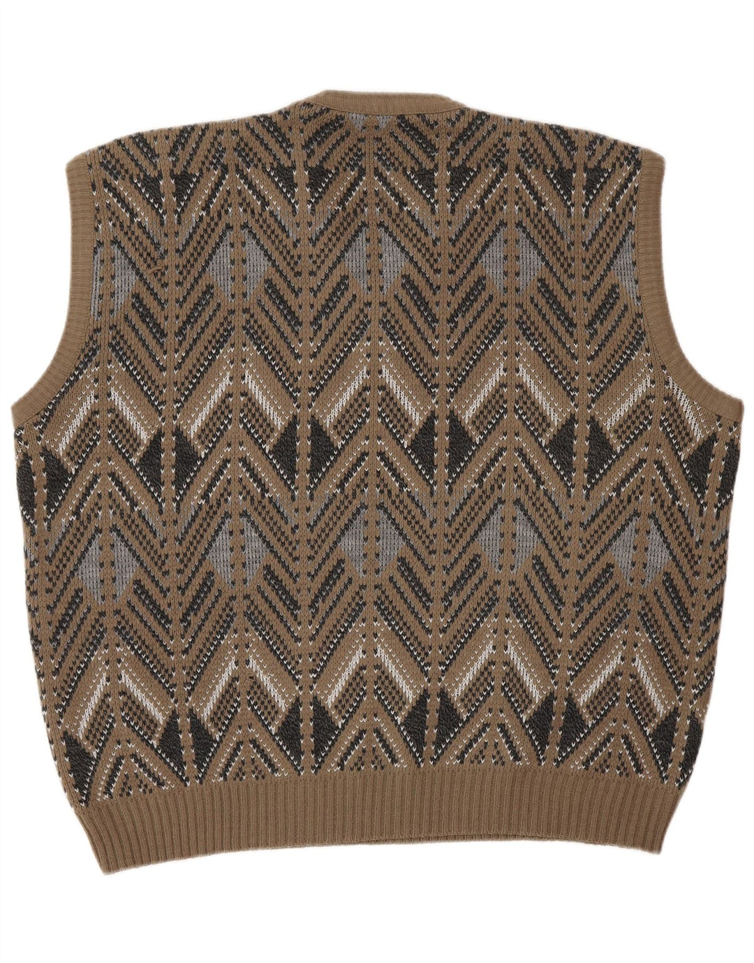 VINTAGE Herren Weste Tank Top IT 52 Large Brown Fair Isle