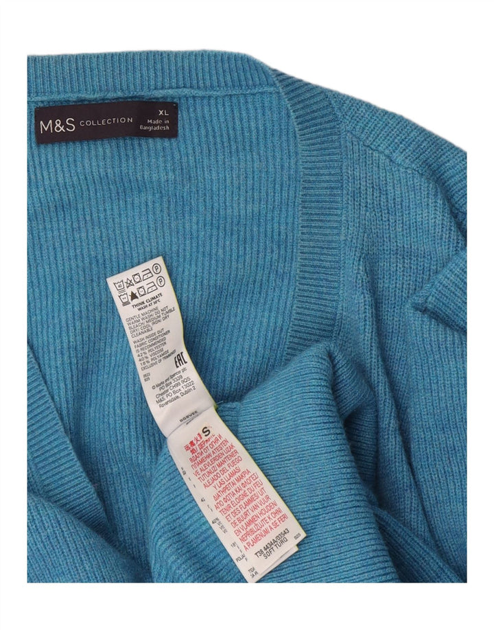 Marks & Spencer Damen-Pullover, übergroß, V-Ausschnitt, Gr. 18, XL, Blau
