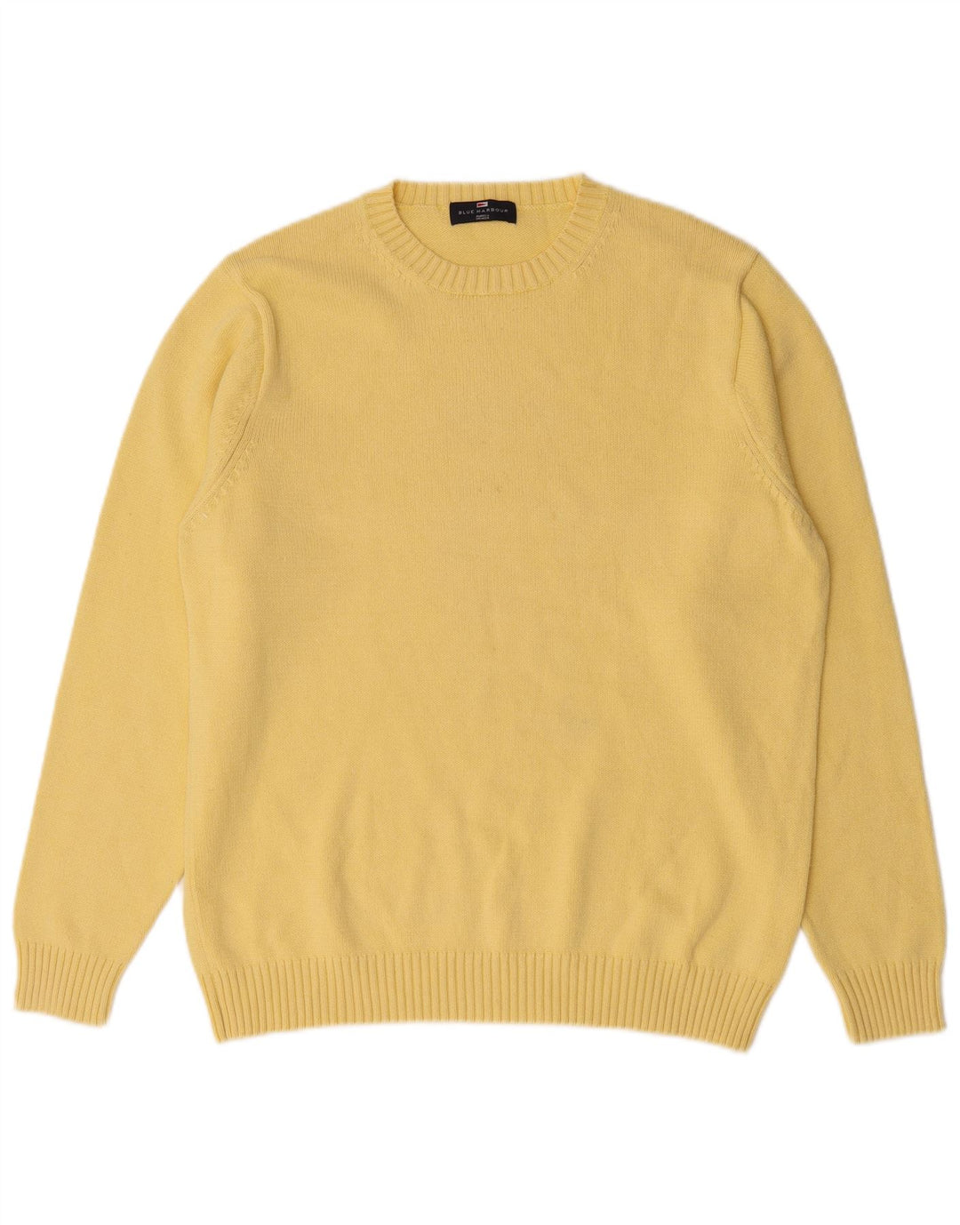 Marks & Spencer Herren Blauer Harbour-Pullover mit Rundhalsausschnitt Mittelgelb