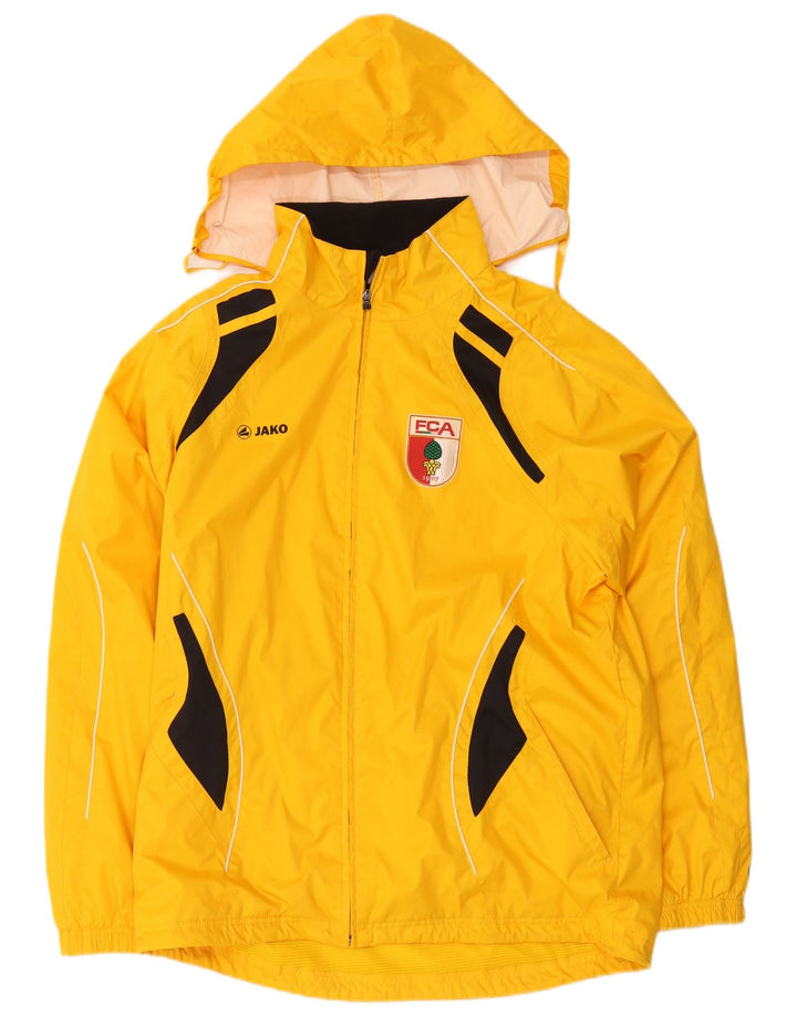Jako Herren-Regenjacke mit grafischer Kapuze, UK 38, Mittelgelb, Farbblock