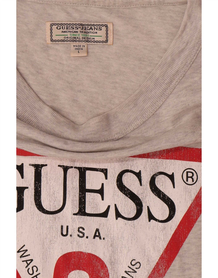 Guess Herren-T-Shirt mit Grafik, groß, grau gesprenkelte Baumwolle