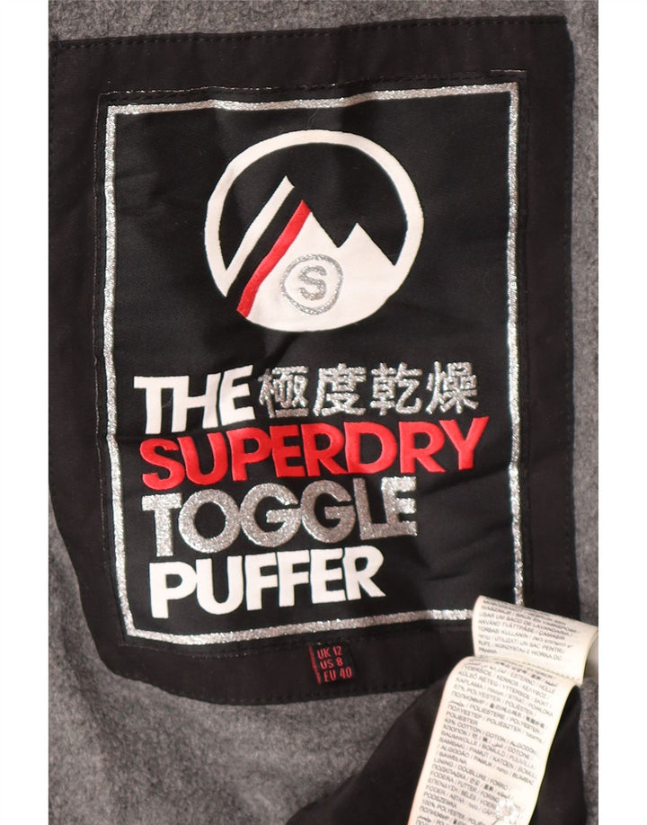 Superdry Damen gepolsterte Duffle-Jacke mit Kapuze, UK 12, Mittelschwarz, Polyester