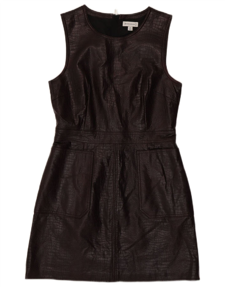 WAREHOUSE Damen Ärmelloses Etuikleid UK 12 Mittelbraun mit Tiermuster