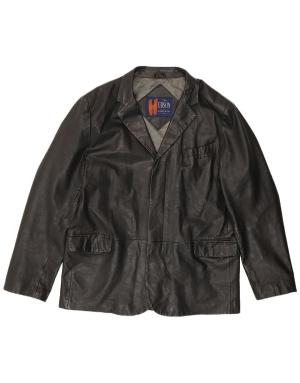 HUDSON Herren Lederjacke UK 44 2XL Schwarzes Leder