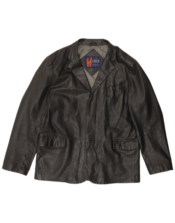 HUDSON Herren Lederjacke UK 44 2XL Schwarzes Leder