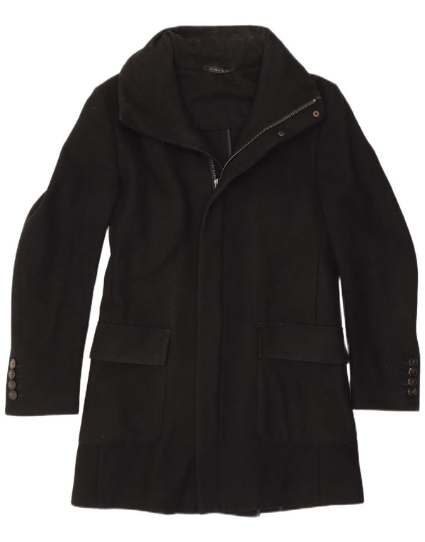 Zara Herrenmantel UK 36 Small Schwarze Wolle
