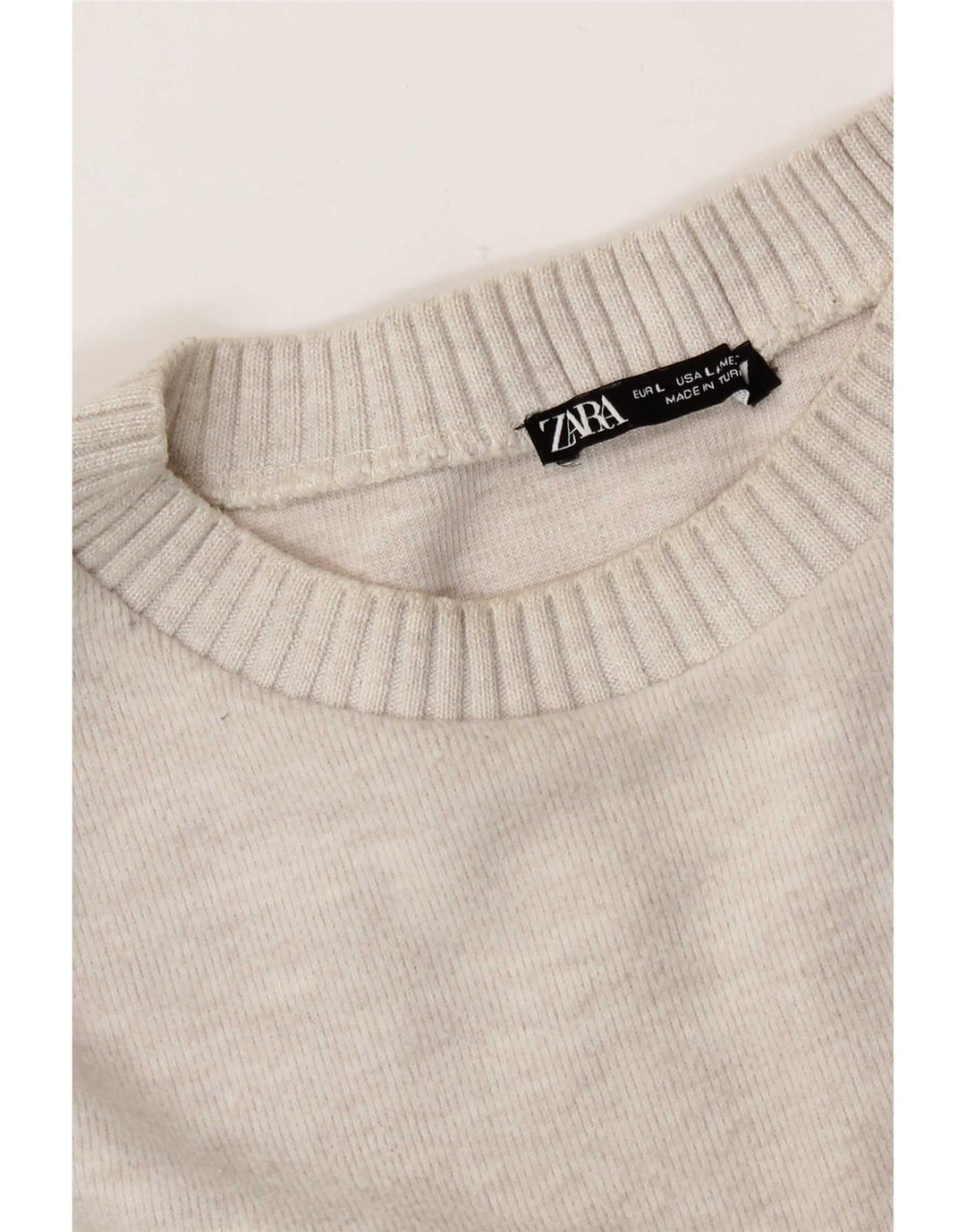 Zara Damen Übergroßes Top Langarm UK 16 Large Off White