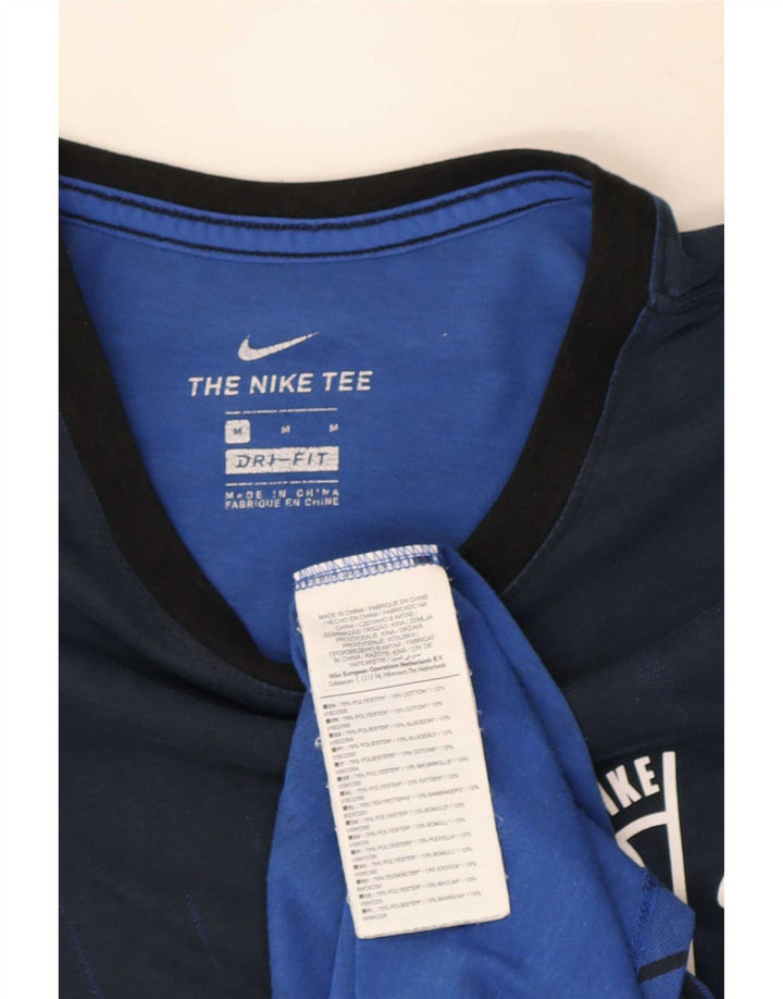 Nike Herren Dri Fit T-Shirt-Oberteil Mittelblaues Colourblock-Polyester