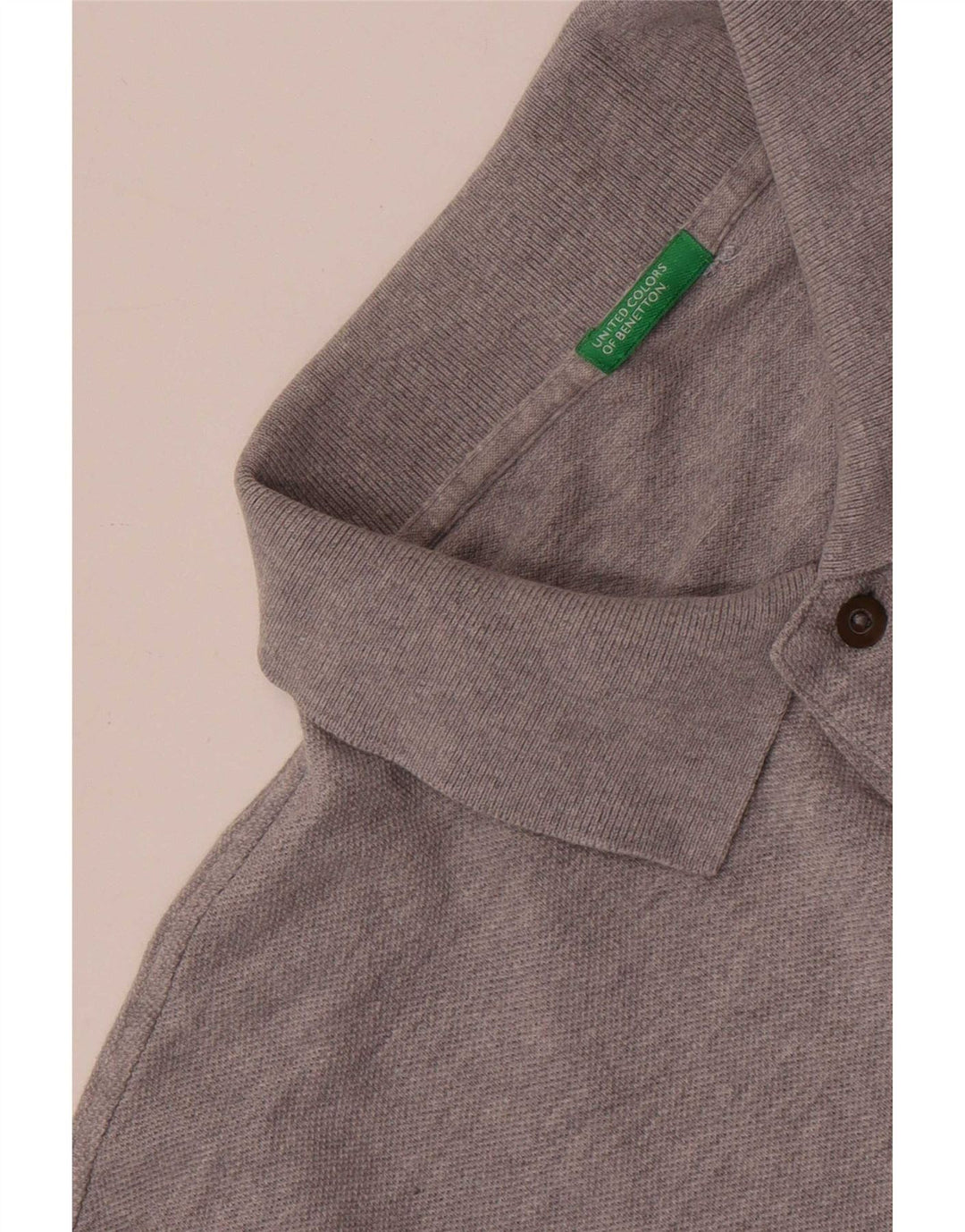 Benetton Herren-Poloshirt, groß, grau meliert