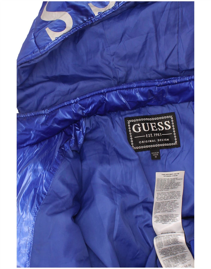 Guess Wattierte Jacke mit grafischer Kapuze für Mädchen, 9–10 Jahre, blaues Polyester