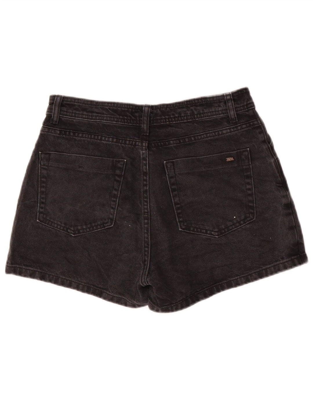 Zara Damen-Jeansshorts, mittelgroß, W28, schwarze Baumwolle