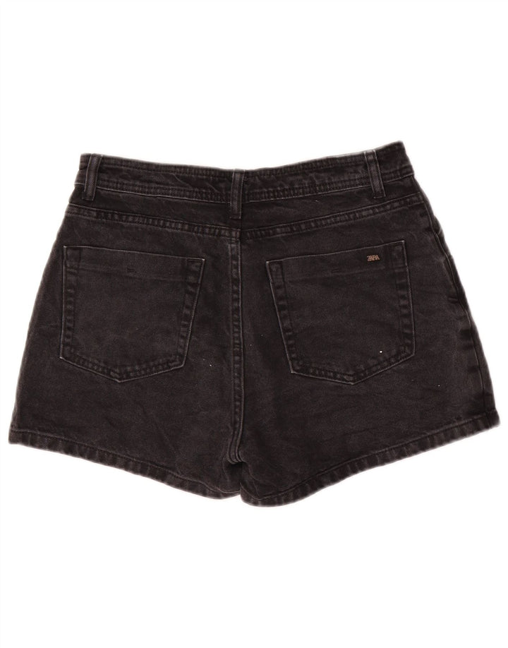 Zara Damen-Jeansshorts, mittelgroß, W28, schwarze Baumwolle