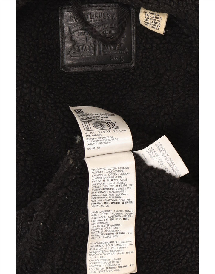 Levi's Damen Denim Sherpa Jacke UK 10 Small Schwarz Baumwolle