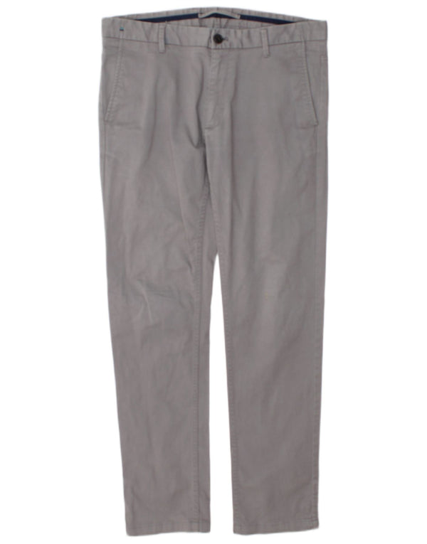 Zara Mens Slim Chino Trousers EU 42 Large W32 L30 Grey Cotton