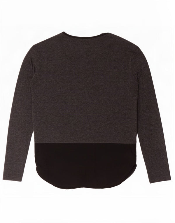 Zara Damen Top Langarm UK 16 Large Graues Colourblock-Polyester