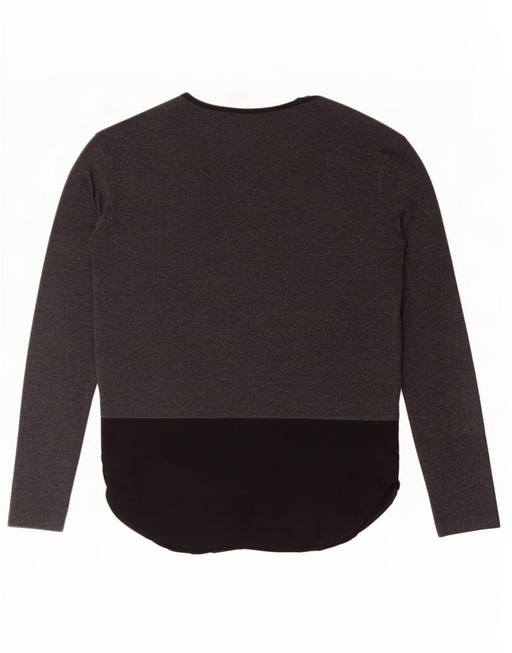 Zara Damen Top Langarm UK 16 Large Graues Colourblock-Polyester