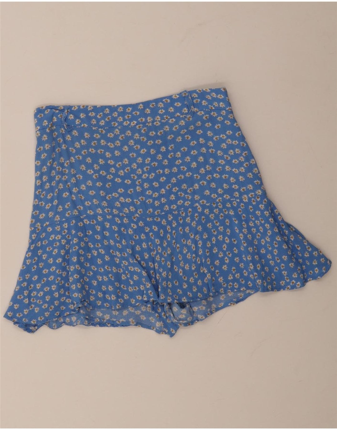 Zara Damen Minirock Medium W28 Viskose mit blauem Blumenmuster