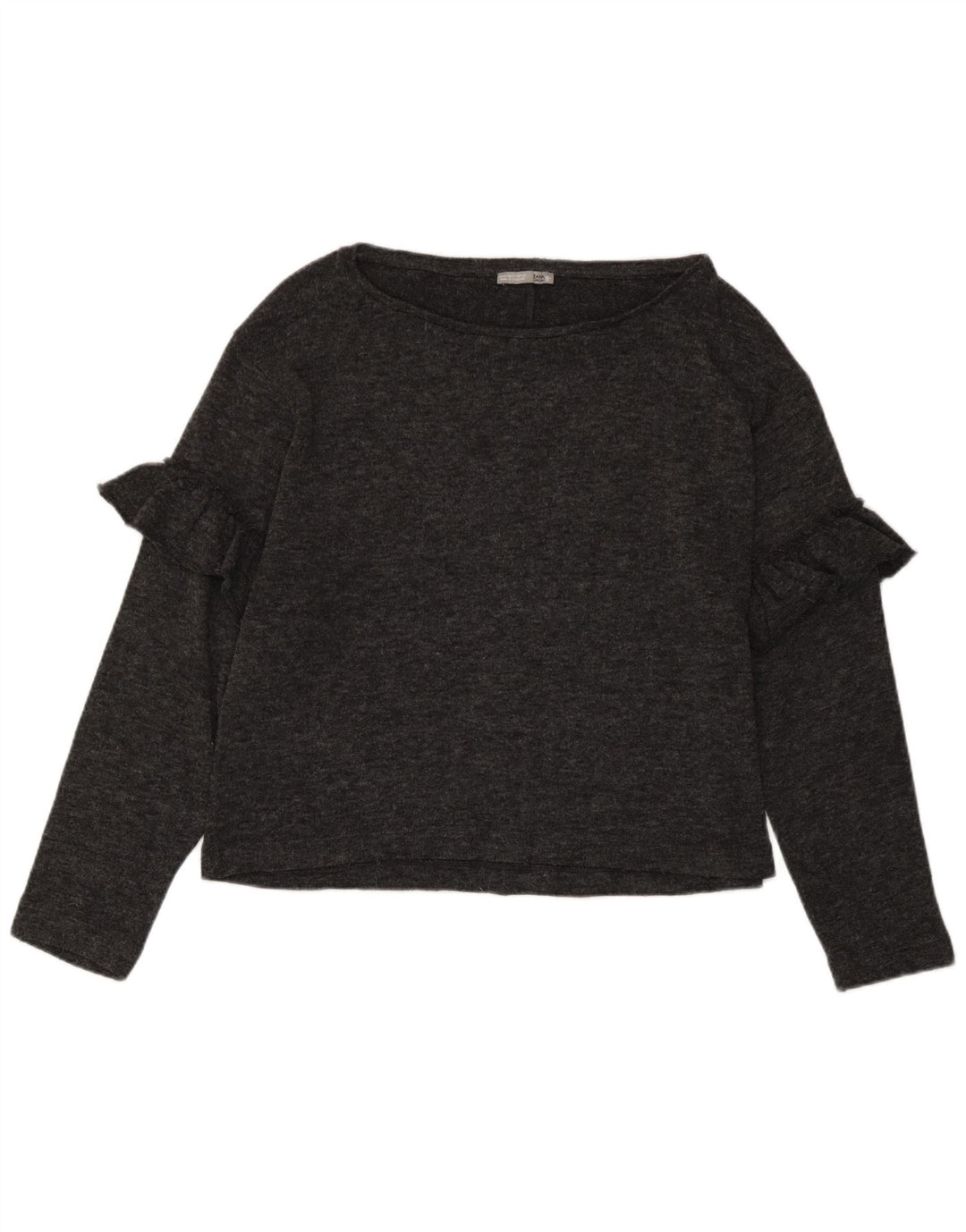 Zara Damen Top Langarm UK 12 Mittelgrau meliert