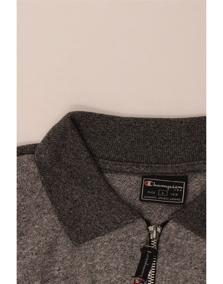 Champion Herren-Langarm-Poloshirt, groß, Grau, Farbblock