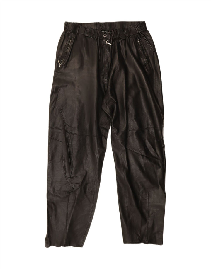 SYLVIE SCHIMMEL Womens Pegged Trousers IT 42 Medium W30 L28 Black Leather Vintage Sylvie Schimmel and Second-Hand Sylvie Schimmel from Messina Hembry 
