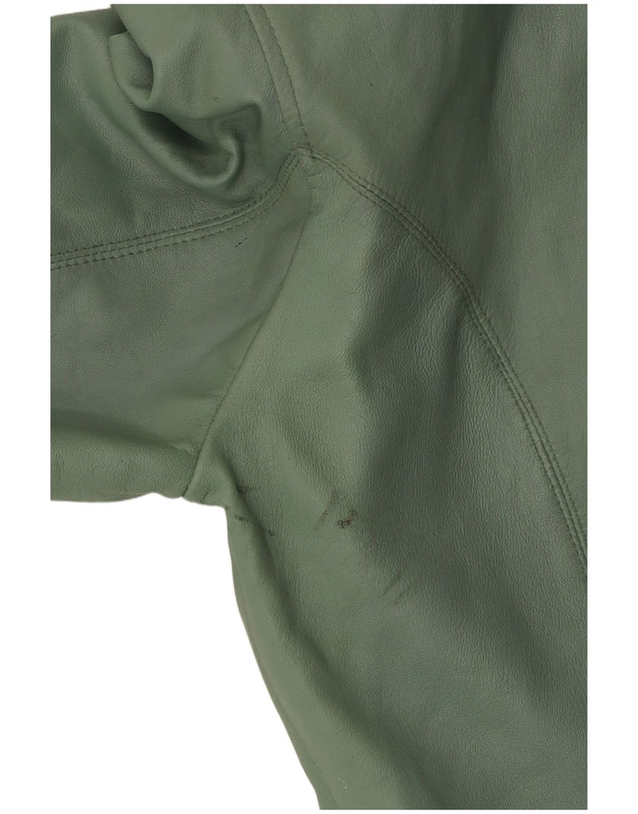 BIKO Damen Lederjacke EU 40 Mittelgrünes Leder