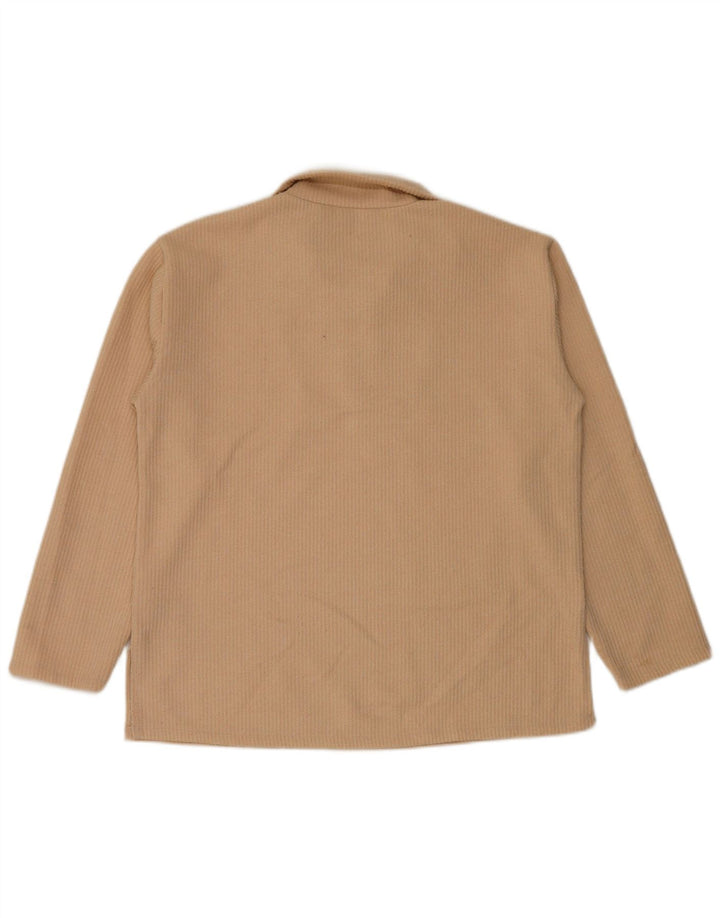 Zara Damen-Oberteil mit Reißverschluss, langärmlig, UK 44, Größe L, Beige, Polyester