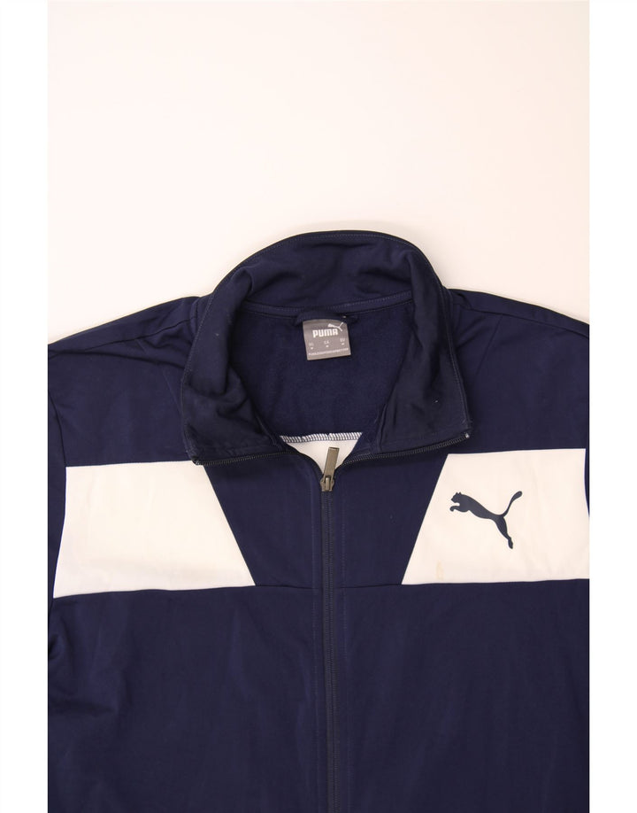 PUMA Mens Tracksuit Top Jacket Medium Navy Blue Colourblock Polyester Vintage Puma and Second-Hand Puma from Messina Hembry 