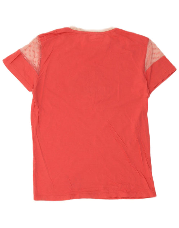 Kappa Damen Grafik-T-Shirt-Oberteil UK 12 Mittelrosa Farbblock