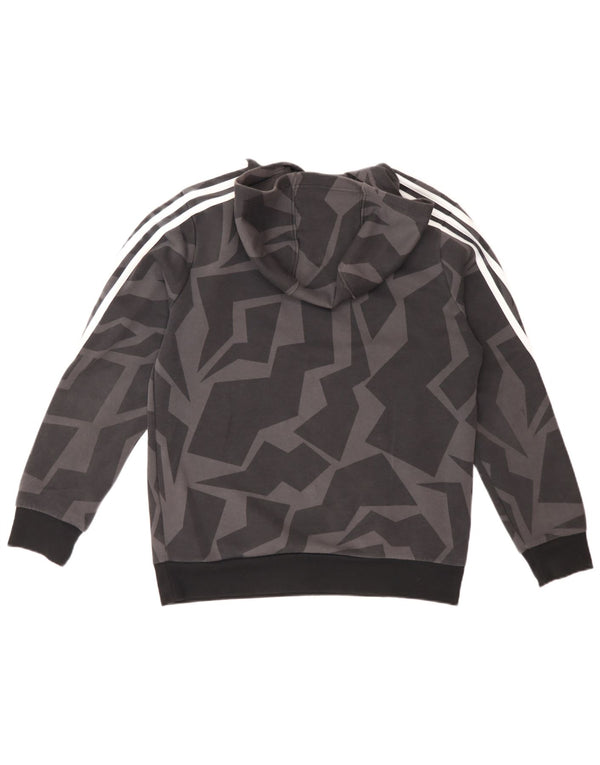 Adidas Jungen Kapuzenpullover, 13–14 Jahre, graue geometrische Baumwolle