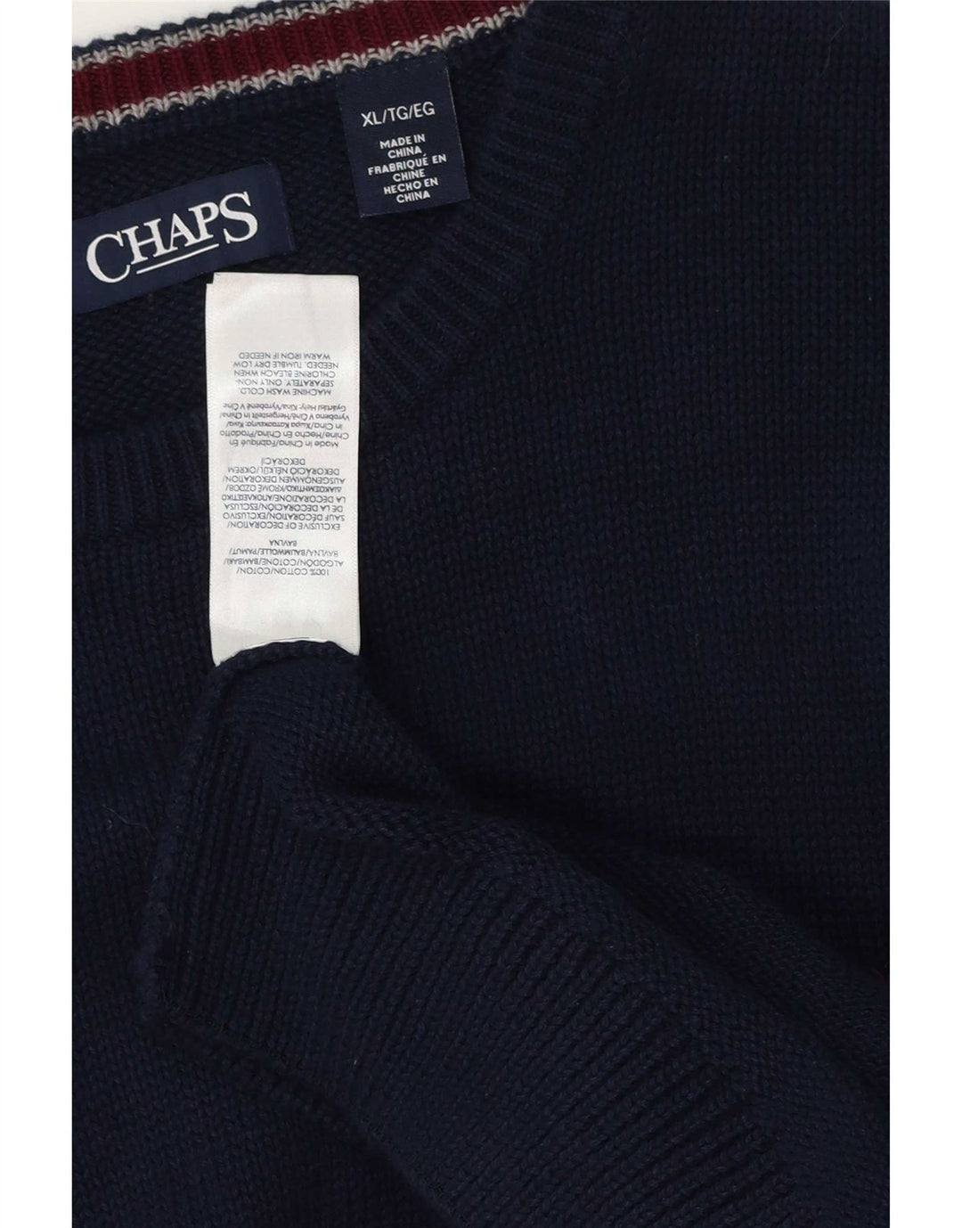 Chaps Herren-Pullover mit Rundhalsausschnitt, XL, marineblau, Baumwolle