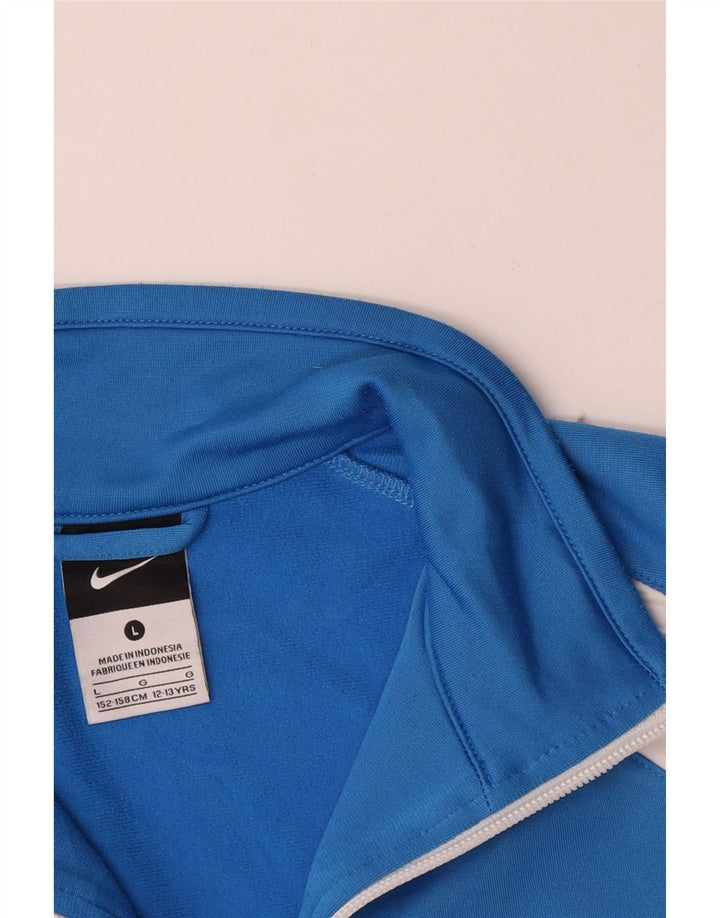 Nike Jungen-Trainingsanzug-Top-Jacke, 12–13 Jahre, groß, blaues Farbblock-Polyester