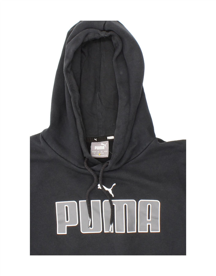 PUMA Mens Graphic Hoodie Jumper Small Black Cotton Vintage Puma and Second-Hand Puma from Messina Hembry 