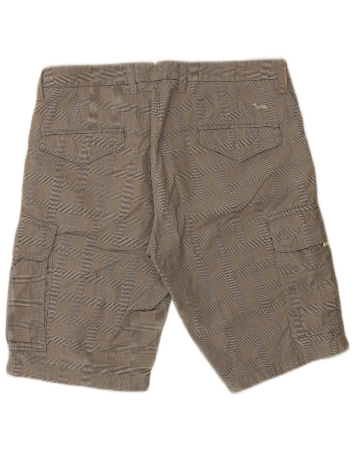 Harmont & Blaine Herren-Cargoshorts IT 48 Medium W30 Grau karierte Baumwolle