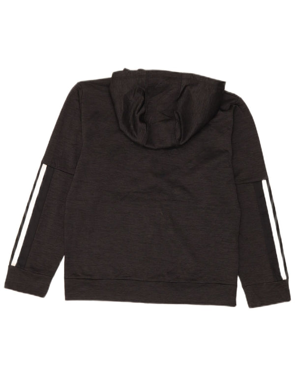 Adidas Jungen Kapuzenpullover mit Reißverschluss, 10–11 Jahre, graues Colourblock-Polyester