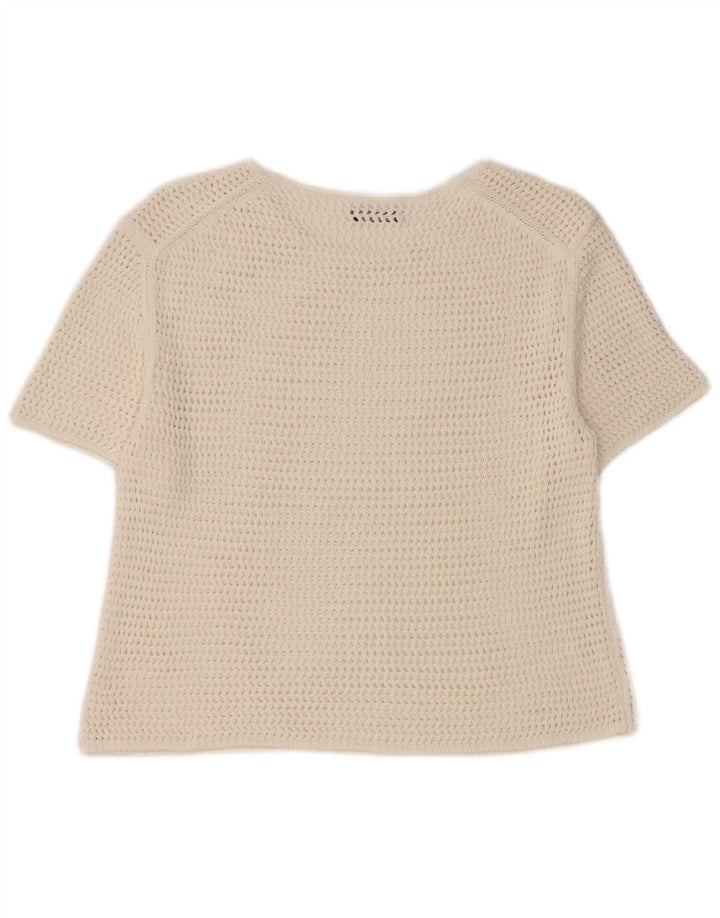 Massimo Dutti Damen Crop Crochet Bluse Top UK 12 Mittelweiß