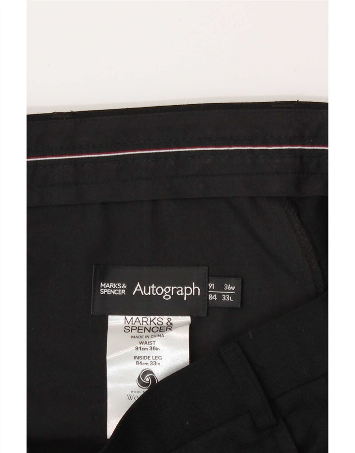 Gerade Herren-Anzughose von Marks & Spencer, W36, L33, Schwarz, Polyester
