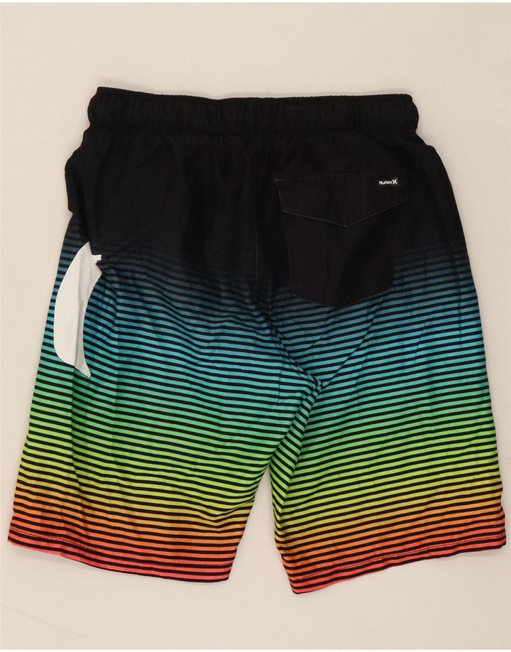 HURLEY Boys Swimming Shorts 10-11 Years Multicoloured Striped Polyester Vintage Hurley and Second-Hand Hurley from Messina Hembry 